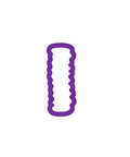 Crinkle-fry cookie cutter, purple plastic, front view.