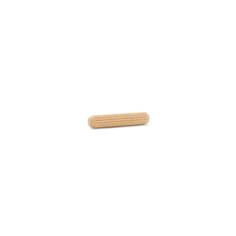 Heavy Duty Fluted Wooden Dowel Pin 3/8 X 1 1/2 Inch with spiral cuts for woodworking joints in furniture projects.