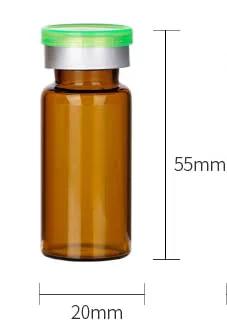GISUREM 10ml glass vial, amber bottle with green flip-off aluminum cap, 55mm tall, 20mm diameter
