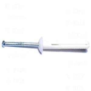 Nylon Mushroom Nail Drive Anchors One Quarter Inch By One And One Half Inch White 100 Count Durable Plastic Drive In Anchor
