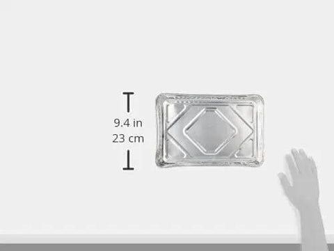 Quarter-size aluminum foil cake pan with 9.4-inch measurement, part of Pack Of Twelve Quarter Size Aluminum Foil Cake Pans For Bake Sales And Events