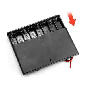 Tough As Nails Two Pack Eight AA Battery Holder Case with reliable on and off switch lid in black, dimensions 126.3X73X19.5MM.