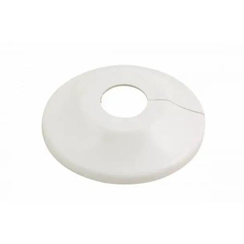 Retrofit One Piece Fire Sprinkler Escutcheon Cover Plate white plastic 3 inch wide for sealing exposed sprinkler pipes.