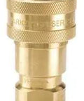 Front view of BH1-60 Valved Hydraulic Quick Coupler One Eighth NPT Female Brass Built Tough Poppet Valve With Metal To Metal Stop Durable Brass Body