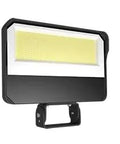 Heavy Duty 450W Trunnion Flood Light With Fully Adjustable Throw And Switchable Warm Neutral Cool Color Tuning ready for outdoor job sites.