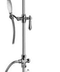 Top Notch Traditional Exposed Thermostatic Tub And Shower System With Slick Satin Nickel Finish and Heavy Duty Metal Hand Shower.