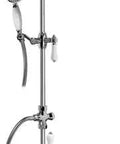 Fresh Bathroom Upgrade Featuring Top Shelf Exposed Thermostatic Shower System Slick Steelnox Satin Nickel Finish, stylish and functional shower setup.