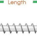 Side view of Size 12 By 3 Inch Marine Grade Stainless Deck Screw Type 316 With Internal Square Drive Bugle Head Type 17