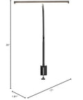 Front view Airlonv LED desk lamp with clamp, black finish, adjustable gooseneck and dimmable light bar.