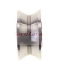 Heavy Duty V Groove Guide Pulley Sheave Rockin Fully Sealed Rail Ball Bearings And Dead Straight Five Point Five Millimeter Width side view.