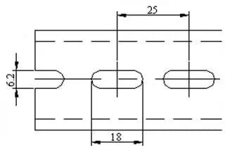 Diagram of One Meter Slotted Steel DIN Rail For Easy Snap Mounting In Panels 35mm Wide 7.5mm High RoHS Compliant with slots