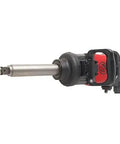 Heavy Duty 1 Inch Drive Pneumatic Impact Wrench With 6 Inch Extended Square Anvil And Rust Proof Powder Coat Finish side view with anvil