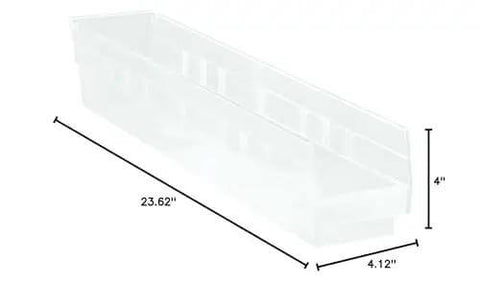 Clear Part Organizer Bins Set With Wide Front Access For Easy Grab And Go Storage Durable Polypropylene Shelving Bins 24 Inch