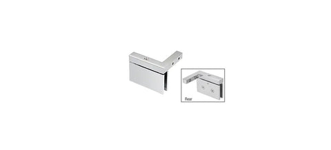 Senior Cardiff Chrome Offset Wall Mount Hinge For 12 Mm Glass Shower Doors With Back Plate Self Centering Right Hand Mount Beefy Heavy Duty Glass Door Hardware, rear view