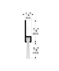 Pemko brush seal for meeting stile, side view, dark bronze with black brush insert, 1 in width, 36 in length