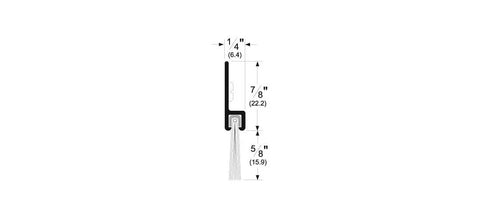 Pemko brush seal for meeting stile, side view, dark bronze with black brush insert, 1 in width, 36 in length