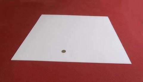 Virgin PTFE Sheet One Eighth Inch Thick By Twenty Four Inch By Twenty Four Inch Industrial Grade High Purity on red background.
