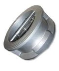 8 Inch 304 Stainless Steel Dual Plate Wafer Check Valve Featuring Viton Seal PtfE Springs Kicking 150 Psi Pressure Heavy Duty Workhorse Valve For Relentless Fluid Handling No Mess Setup Today, showing side view.