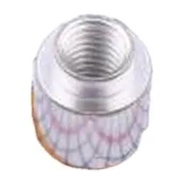 Close-up of a Ten Pro Grade Smd Round Nut Surface Mount Standoff Column M3X45 Millimeter, copper tinned for circuit boards.