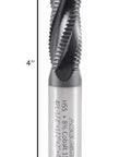 Roughing end mill, 1/2 in dia, M42 cobalt TiAlN-coated, 4-flute, 2 in flute length, 4 in overall length