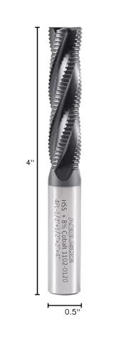 Roughing end mill, 1/2 in dia, M42 cobalt TiAlN-coated, 4-flute, 2 in flute length, 4 in overall length
