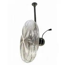 Rock Solid 30 Inch Ceiling Mount Fan With Direct Drive Motor And Die Cast Aluminum Blades visible from the side, showcasing its sturdy design and mounted position.