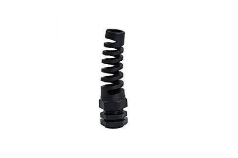 IP68 Waterproof M22 PG16 Cable Gland Connector with Spiral Flex Strain Relief, Black PA66 Body, 5-Piece Kit for 10-14mm Wires