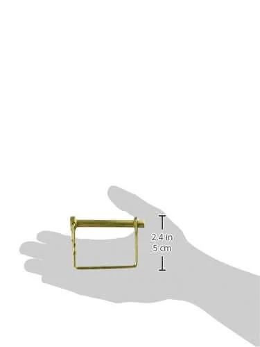 Yellow Zinc Plated Locking Pin With Snapper Pin, Regular Size, shown in hand for scale, corrosion resistant fastener for trucks