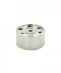 Close-up of EL-72 LP check valve housing, silver metal cylinder for waterjet intensifier pump spare part