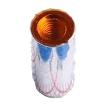 Ten Pack SMD Round Nuts For Circuit Boards Straight Up Reliable Surface Mount Columns M3x11 Iron Tinned Hardware, top view of nut.