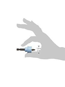 Bosch 7/8 in. Edge Impact Tough hole saw held in hand; blue metal body.