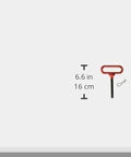 Heavy Duty 1 Inch Trailer Hitch Pin With Red Rubber Coated Handle, 7-1/2 Inch Usable Length, shown with hand for scale.