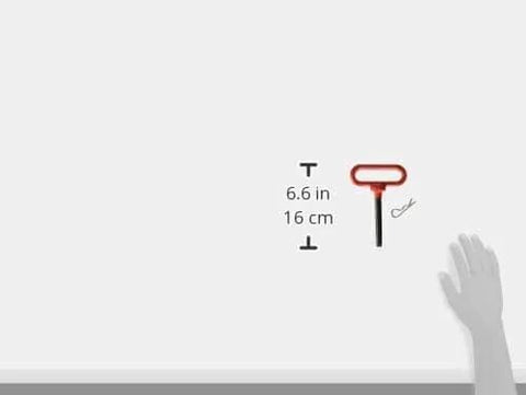 Heavy Duty 1 Inch Trailer Hitch Pin With Red Rubber Coated Handle, 7-1/2 Inch Usable Length, shown with hand for scale.