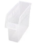 Clear Plastic Storage Bins Your Go To Drawer Organizer For Small Parts Jewelry And Crafts Sharp Stackable Versatile Stash Solution 11.63 X 4.38 X 8 Inches side view of a clear plastic storage bin