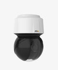 Straight Fire 1080p PTZ Security Camera With 32x Optical Zoom, sleek design, black and white, round lens, designed for surveillance.