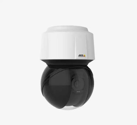 Straight Fire 1080p PTZ Security Camera With 32x Optical Zoom, sleek design, black and white, round lens, designed for surveillance.
