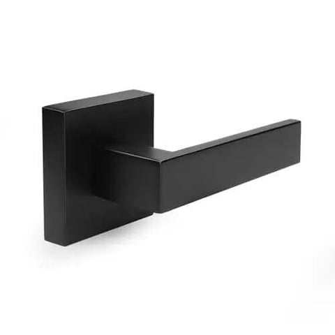 Matte Black Dummy Door Levers Interior Handles For Closets And Pantry Doors, heavy duty reversible design front view
