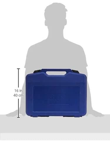 Front view of blue plastic carry case for Astro Pneumatic 21‑pc ball joint service tool and master adapters.