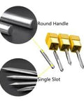 5 Piece 30 Degree CNC Router Bit Set Pro Grade With 0.5mm Tip For Engraving In Wood MDF Plywood And Metal Multi Material Carving, shown