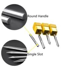 5 Piece 30 Degree CNC Router Bit Set Pro Grade With 0.5mm Tip For Engraving In Wood MDF Plywood And Metal Multi Material Carving, shown