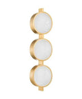 Modern Three Light Wall Sconce Sporting Vintage Brass Finish And Seeded Glass Shade Damp Rated For Bathrooms delivering a chill integrated LED glow.