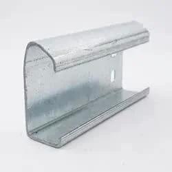 Close-up of galvanized steel section of Built To Last Heavy Duty Garage Door Vertical Track Rails 76 Inch Or 88 Inch Lengths Sold In Pairs
