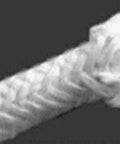Close-up view of 1-inch fiberglass wood stove gasket rope, round rope seal