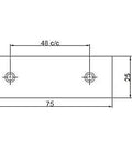 Technical diagram of Rustic Forged Iron Corner Bracket For Barn Door In Matte Black Finish 75 Mm Square Decorative Bracket, dimensions shown.