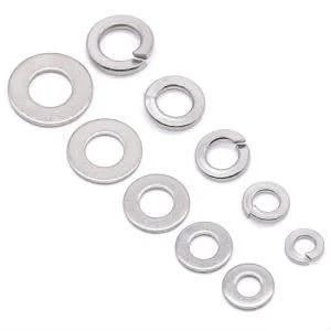 M8 stainless steel flat and lock washer set, 60 pcs (30 flat, 30 lock), 304 stainless, plain finish