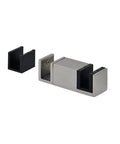 Brushed Stainless Replacement Bottom Guide for Sliding Glass Doors With One Sliding Door And One Fixed Panel, shown in steel finish.