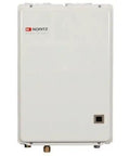 High Efficiency Tankless Water Heater at 120 Volts Delivers 9.0 Gpm Smooth Ride For Endless Hot Showers Back To Back while showing front view of unit.