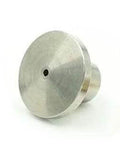 Valve seat for waterjet cutter, metal circular disk with centered hole (front view)