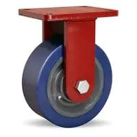 Shop Ready Badass Heavy Lift Rigid Caster With 8 Inch Polyurethane Tread On Forged Steel Rim Using 1 Inch Straight Roller Bearings.