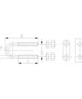 Technical drawing of Heavy-Duty Marine Bow And Stern Eye Set With Nuts Made From 304 Stainless Steel, 3/8 Inch Diameter, 3 Inch Thread.